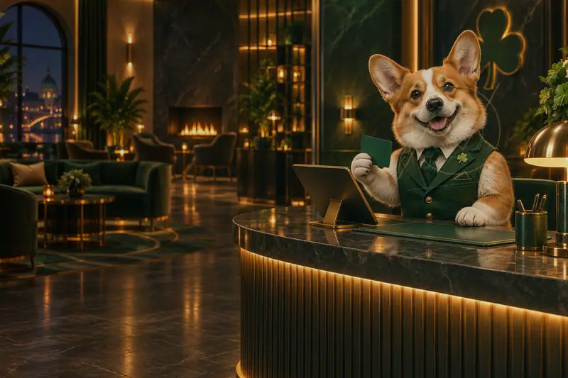 Private green-felt gaming salon with a tailored jacket